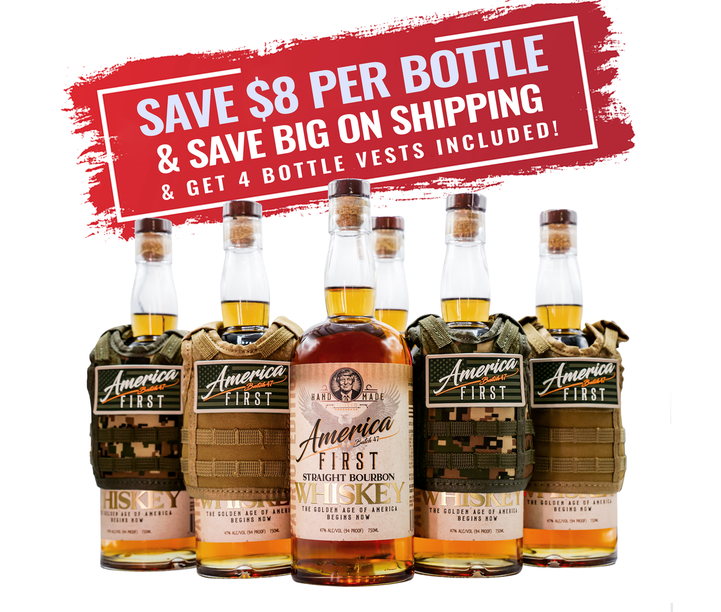 America First Bourbon Whiskey 6-Pack 750ml