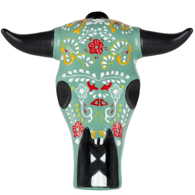 Los Azulejos Trophy Head Bull Horn Anejo Tequila 750ml
