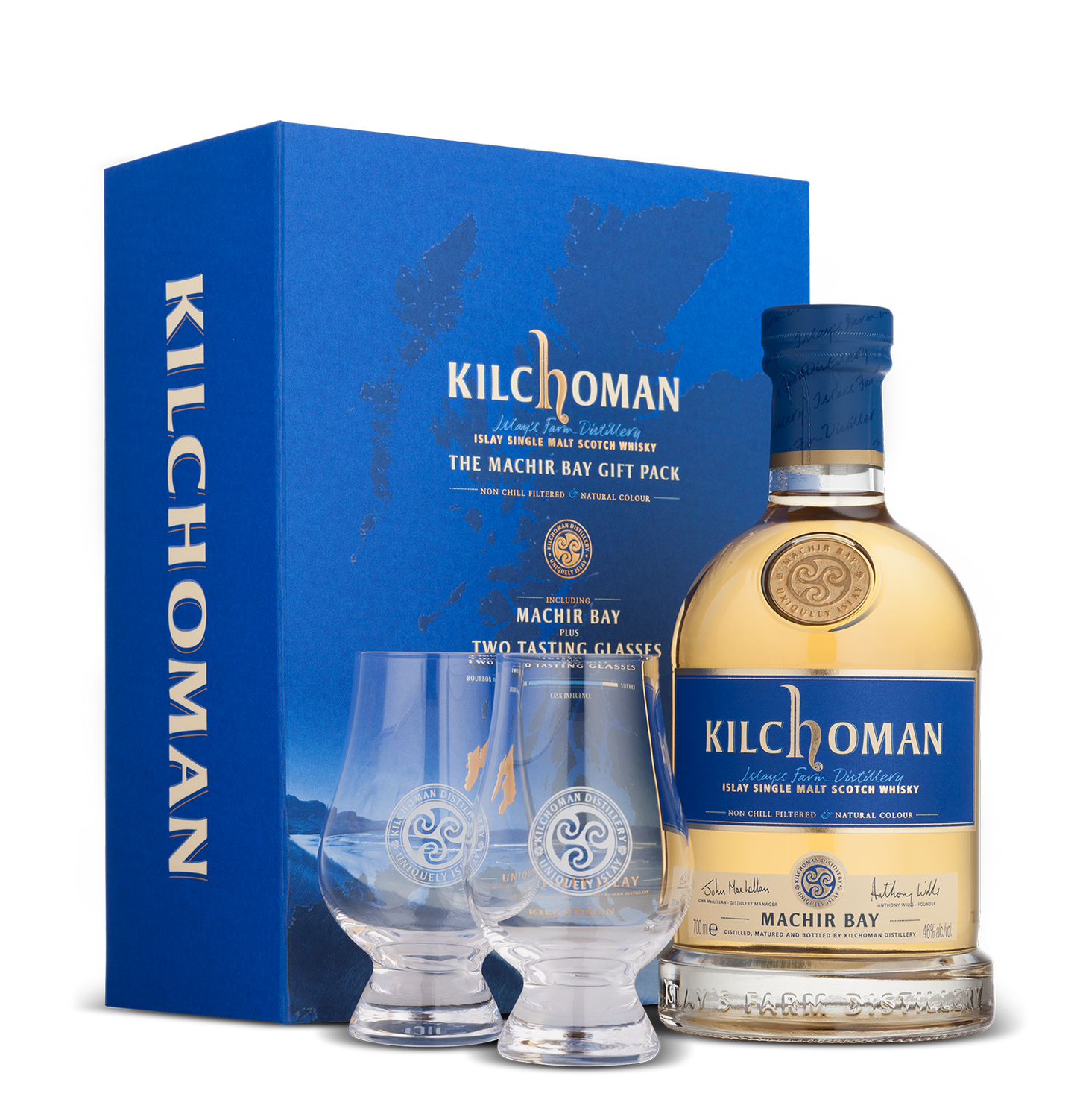 Kilchoman Machir Bay Single Malt Scotch Whisky 700ml with 2 Glass Gift Pack