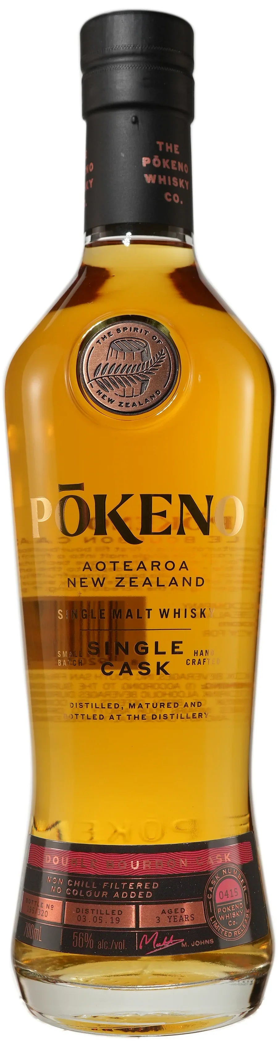 Pokeno Double Bourbon Cask No. 21- 415 Aotearoa Single Malt Whisky 700ml