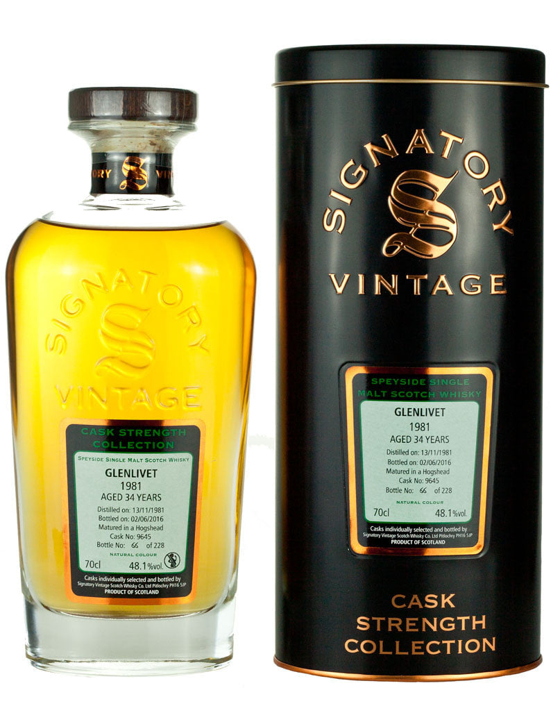 Signatory Vintage Cask Strength Collection Glenlivet 34 Year Old Single Malt Scotch Whisky 750ml