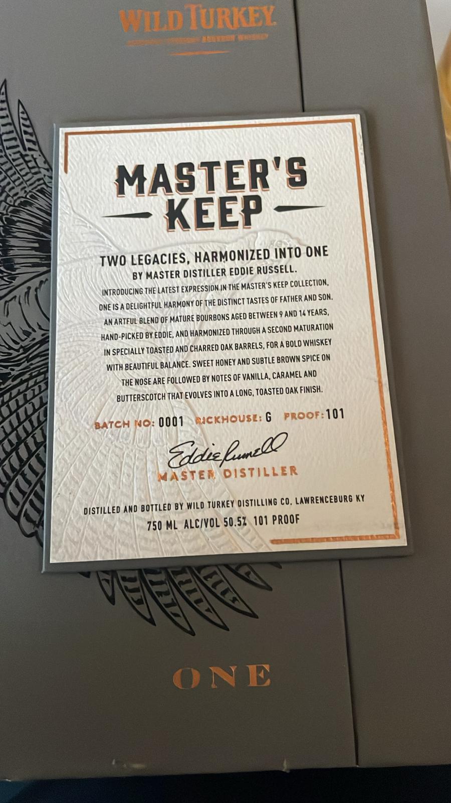 Wild Turkey Master Keep One Kentucky Straight Bourbon Whiskey 750ml