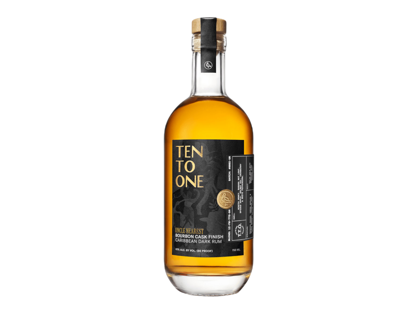 Ten To One Uncle Nearest Bourbon Cask Finish Caribbean Dark Rum 750ml
