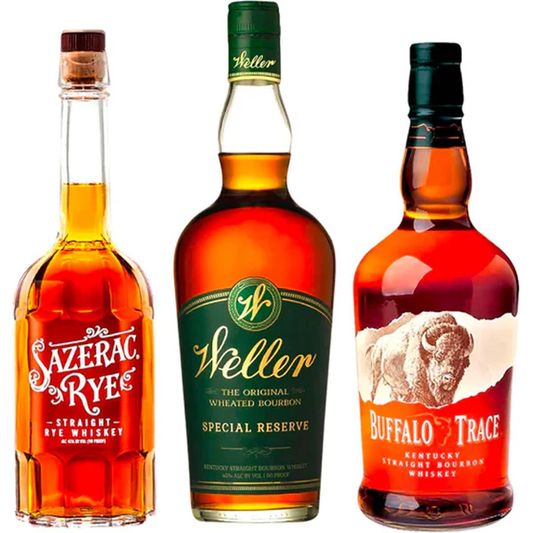 Buffalo Trace Bourbon, Weller Special Reserve & Sazerac Rye Whiskey 750ml Bundle 3-Pack