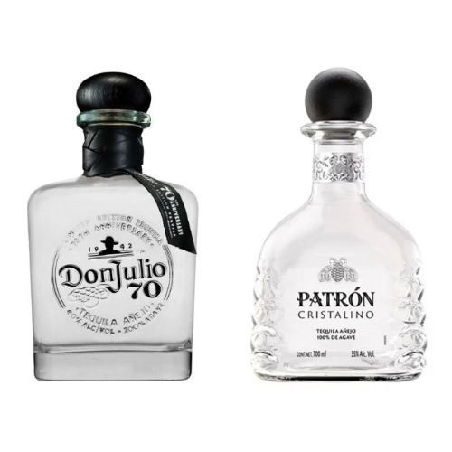 Don Julio 70th Anniversary & Patron Cristalino Anejo Tequila Bundle 750ml 2-Pack