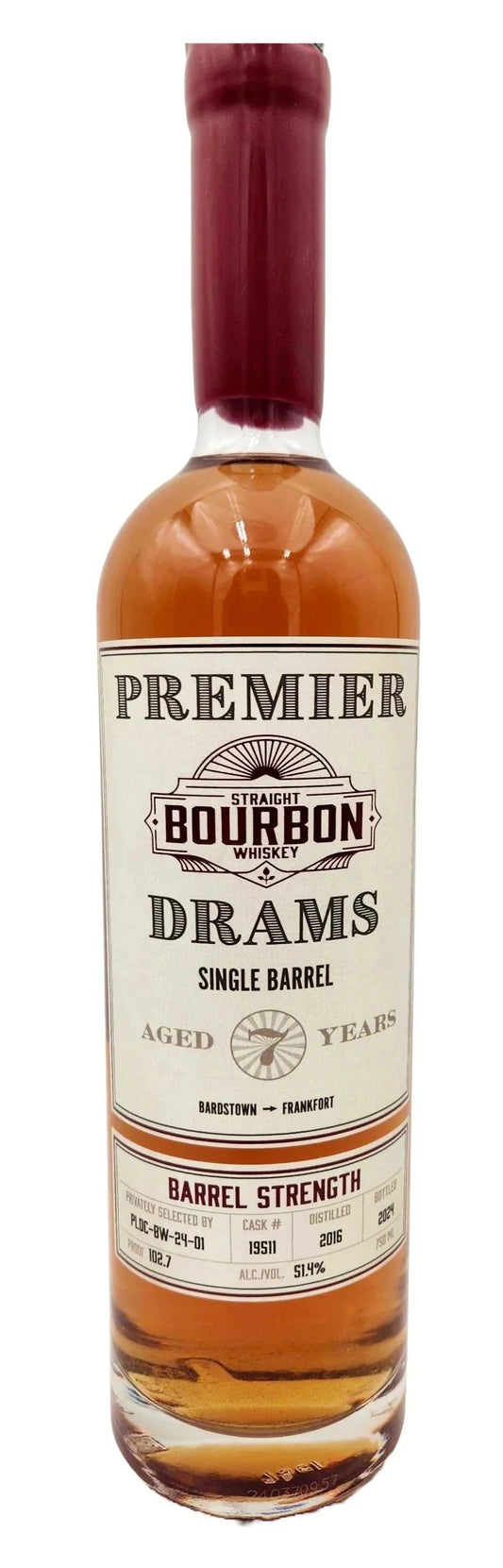 Premier Drams PLDC 1 7 Years Old Barrel Strength Single Barrel Wheated Straight Bourbon Whiskey 102.7 Proof 750ml