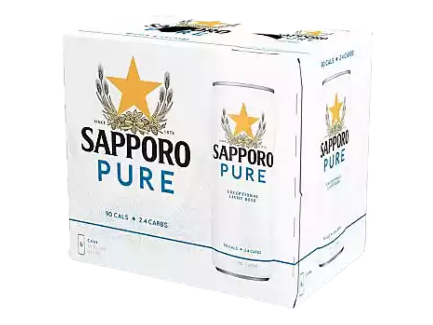 SAPPORO PURE EXCEPTIONAL LIGHT BEER 6 PACK CANS